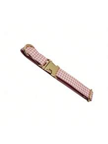 New Soft Velvet Pink Houndstooth Zinc Alloy Buckle Pet Dog Collar, Adjustable Size Suitable For Small/Medium/Large Dogs, Durable Metal Clasp, Great Gift For Holidays And Birthdays (Colors May Vary Slightly Due To Fabric Batches)