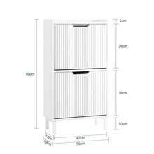SoBuy Shoe Rack With 2 Flaps, Slim Shoe Cabinet, Shoe Rack With 2 Shelves, Shoe Chest Of Drawers, Shoe Storage, White, W X H X D Approx. 50 X 90 X 19 Cm FSR177-W - White - View 3
