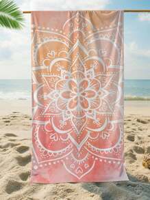 1pc Ultra Soft Mandala Pattern Printed Microfiber Beach Towel, Home Decor, Suitable For Beach, Swimming Pool, Camping And Travel, Extremely Comfortable