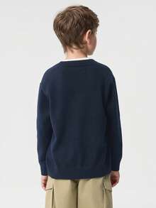 Balabala Kids' Knit Cardigan For Boys And Girls, Spring Style - Blue Tint - View 4