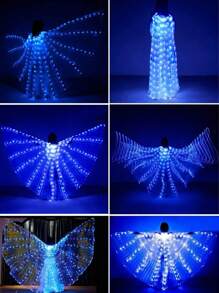 LED Fairy Wings, Multi-Color Gradient Lights, Halloween, Music Festival, Transparent Chiffon, Stage Performance, 3D Stereoscopic,