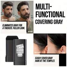 20g Barra de tinte de cabello temporal para adultos, fórmula seca para cabello con cobertura rápida y duradera, fácil de aplicar y lavar, lápiz decolorador de cabello y barba de 20g para cubrir rápidamente las canas, contiene escualano - Negro natural - Ver 5