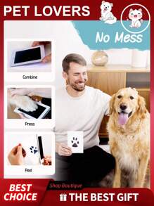 1 Set New Non-Contact Paw Print Stamp Kit With Pet Paw Prints, Pet Paw Prints Without Ink Pad For Saving Cat/Dog Paw Prints As Pet Souvenirs, Great Cat/Dog Memorial Gift