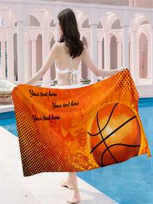 **Basketball Theme Sports Towel** – Multiple Sizes Available, A Sports Towel That Supports Custom Text, Made Of Soft And Breathable Fabric, Absorbent And Foldable For Portability. Basketball Print Design, You Can Freely Add Names, Slogans, Or Commemorative Text, Full Of Sports Style. Suitable For Court, Beach Vacations, Or Fan Gifts, Practical And Stylish! Show Your Basketball Attitude, You'll Be The Focus Wherever You Go! - Multicolor - View 12