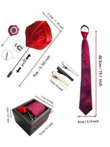 1 Set Classic Paisley Necktie Gift Box Including Necktie, Tie Clip, Boutonniere, High-End Business Formal Wear Suitable For Weddings, Father's Day, Friends Gifts, Meetings, Important Conferences