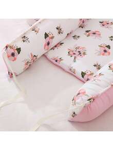 1 Set de Nido de bebé portátil con patrón de animales de dibujos animados, rosa floral, transpirable, extraíble y lavable, incluye almohada de bebé, adecuado para niños y niñas de 0 a 1 año de edad