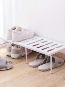 1 Piece Of Layered Shoe Rack, Kitchen Space Saving Shelf, Family Living Room, Dormitory Plastic Shoes, Slippers, Retractable Storage Rack,Foldable And Retractable Shoe Home Storage Rack,Wardrobe Partition Board - Grey - View 8