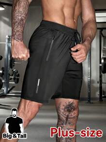 Hidkat Herren Große Größen Shorts aus hochstreckfähiger Eisseide mit verstellbarer Kordel Taille und Taschen - atmungsaktiv Sommer Workout Lauf Gym Shorts, Regular Fit Lässig Sportswear, haltbare Sportbekleidung, reflektierend