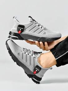 Men's Plus Size Casual Breathable Sports Running Shoes, Outdoor Fashion Solid Color Light-Weight Training Sneakers