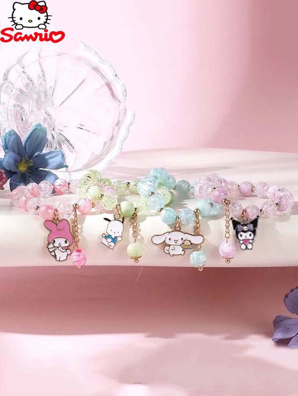 Sanrio Pulseira Sanrio Coolomey Genuína com Desenho Animado Bonito, Joia com Contas de Floco de Neve, Pulseira de Amiga Estudante de Alta Beleza, Pulseira com Corrente de Irmãs, Pulseira Coolomey Multicolorida Opcional