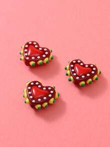 1/5 piezas Cuentas de vidrio pintadas a mano con corazones de puntos de múltiples colores de dopamina, aptas para hacer collares, pulseras, aretes, llaveros, encantos de teléfono, para amantes unisex