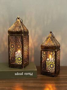 فانوس معدني على الطراز الأنيق والقديم، فانوس معدني على الطراز المغربي - حامل شمعة ديكوري إبداعي للطاولة، ديكور منزلي بموضوع العائلة، زينة حائطية احتفالية للكريسماس وهالوين والديوالي وعيد الشكر، مناسب للاستخدام الداخلي والخارجي، الشمعة غير متضمنة