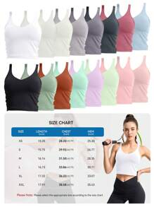 GEMCHO Tight Fitting Tank Top Longline Wirefree Padded With Medium Support Women Tank Top Summer