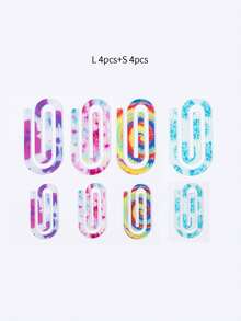 8pcs Creative Tie-Dye Fruit & Animal Acrylic Paper Clips, Bookmarks, Notebook, Memo Holders,School Supplies,Back To School - Multicolor - View 12