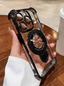 Funda transparente con revestimiento, amortiguación y soporte. Compatible con phone 16, 15 Pro Max, 15, 12, 13, 14 Pro Max, 14, 15 Plus, S22 Ultra, S23 Ultra y S24. 1 unidad. - Negro - Ver 5