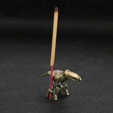 Retro Brass Parrot Small Statue Desk Ornament Simulation Bird Animal Figurines Incense Holder Home Decoration Crafts Collections