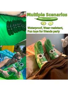 1 件 34.65 英寸巨型充气泡菜趣味泡菜泳池浮床充气黄瓜泡菜装饰礼物适合夏季游泳海滩生日单身派对泳池派对用品泳池装饰