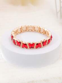 1 pieza Pulsera ajustable chapada en oro de 14K con decoración de mariposa danzante elegante, de moda y versátil