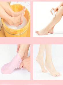 21双硅胶保湿舒缓袜，1双高弹力压缩袜，可重复使用芦荟袜，过夜SPA袜，防滑凝胶高跟袜，适合皮肤干燥和足部粗糙的男女，家庭足部护理 - 彩色 - 查看 3