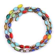 Approx. 45pcs Faceted Oval Crystal Beads With Golden Edge, 4x7mm, Multicolor, Fashion Casual Versatile, Red Color, Handmade DIY Beading, Spacer Beads For Bracelet Necklace Jewelry Making, Wholesale Craft Supplies