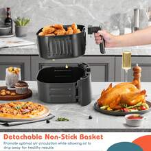 Oil-Free Air Fryer 7L, 1900W, 7 Preset Functions + Keep Warm, Manual Mode, LED Touch Panel, Dual Use: With Basket Or Drawer, Recipe Book Included - EU E Type Plug(220-240V) - View 6