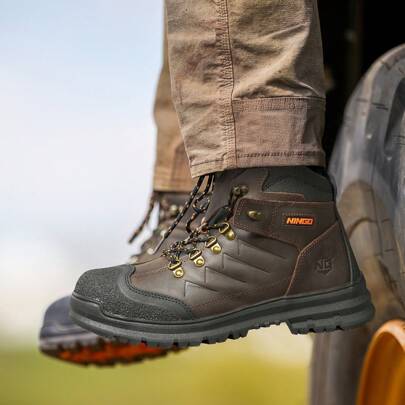 NINGO Steel Toe Work Boots For Men, Waterproof Work Boot With Puncture Proof, Oil  Slip Resistant, Comfortable Mens Construction Boots With EH Protec