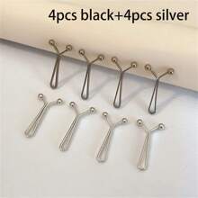 4pcs Invisible Waist Cincher Metal Clips - Adjustable, Fashion Accessory For Jeans And Apparel, U-Shape Scarf Clips To Prevent Wardrobe Malfunction, Easy To Use, Comfortable, Multipurpose - Shirt Sleeve Fastener, T-Shirt Hem Fixer, Non-Damaging, Reusable, Suitable For Casual, Commute, Date, Travel, School
