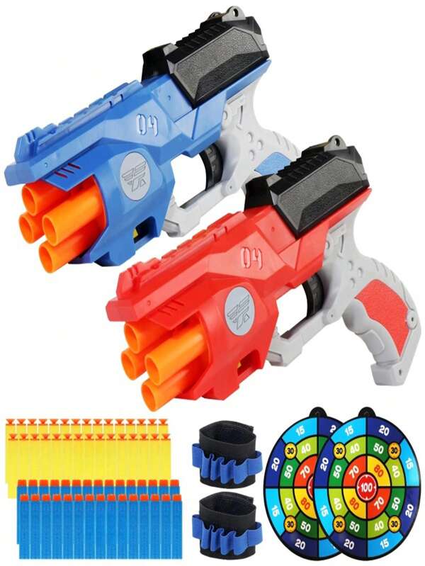 BSoft Foam Toy Gun 4-Shot Soft Bullet Gun Manual EVA Foam Darts Gun Teens Outdoor Shooting Games Toys Birthday Gifts