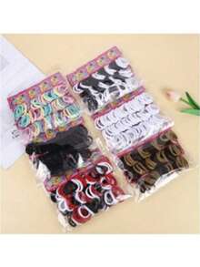 KIT 6/36/72/144/216/360 Units Medium Hair Scrunchie And Elastic Hair Band - Preto - 查看 9