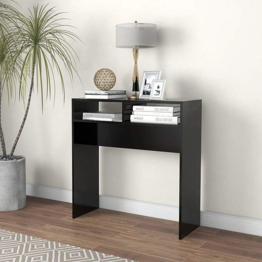 Konsolentisch Schwarz 78x30x80 cm Holzwerkstoff - Schwarz - Übersicht 1