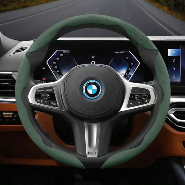 Hocasen 2/3 Stücke rutschfeste Velour Lenkradabdeckung geeignet für BMW 1er 2er 3er 4er 5er 6er 7er 8er X1 X2 X3 X4 X5 X6 X7 iX1 iX3 iX i7 i5 i3 i4 Z4 XM M2 M240i M235L M3 M4 M50 M5 M60 M740L M760Le M40i M35Li M35i M60i E46 F20 E87 E39 E91 G20 F31 E93 E83 E61 M F30 E90 E60 E85 E36 G05 F45 F22 G30, mit clip-on segmentiertem Design, geeignet für runde und D-förmige Lenkräder