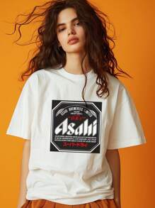 1pc Creative Graphic T-Shirt | Beer Label Printing | Unique Creative Design, Artistic Style, Unisex, All Seasons, Perfect Gift For Your Loved Ones, Friends And Family.