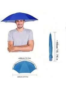 1pc Foldable Large Umbrella Hat, UV Protective Unisex Outdoor Rain Hat, Essential For Sunshade And Fishing, Water-Resistant Canopy With Durable Design - Multicolor - View 3