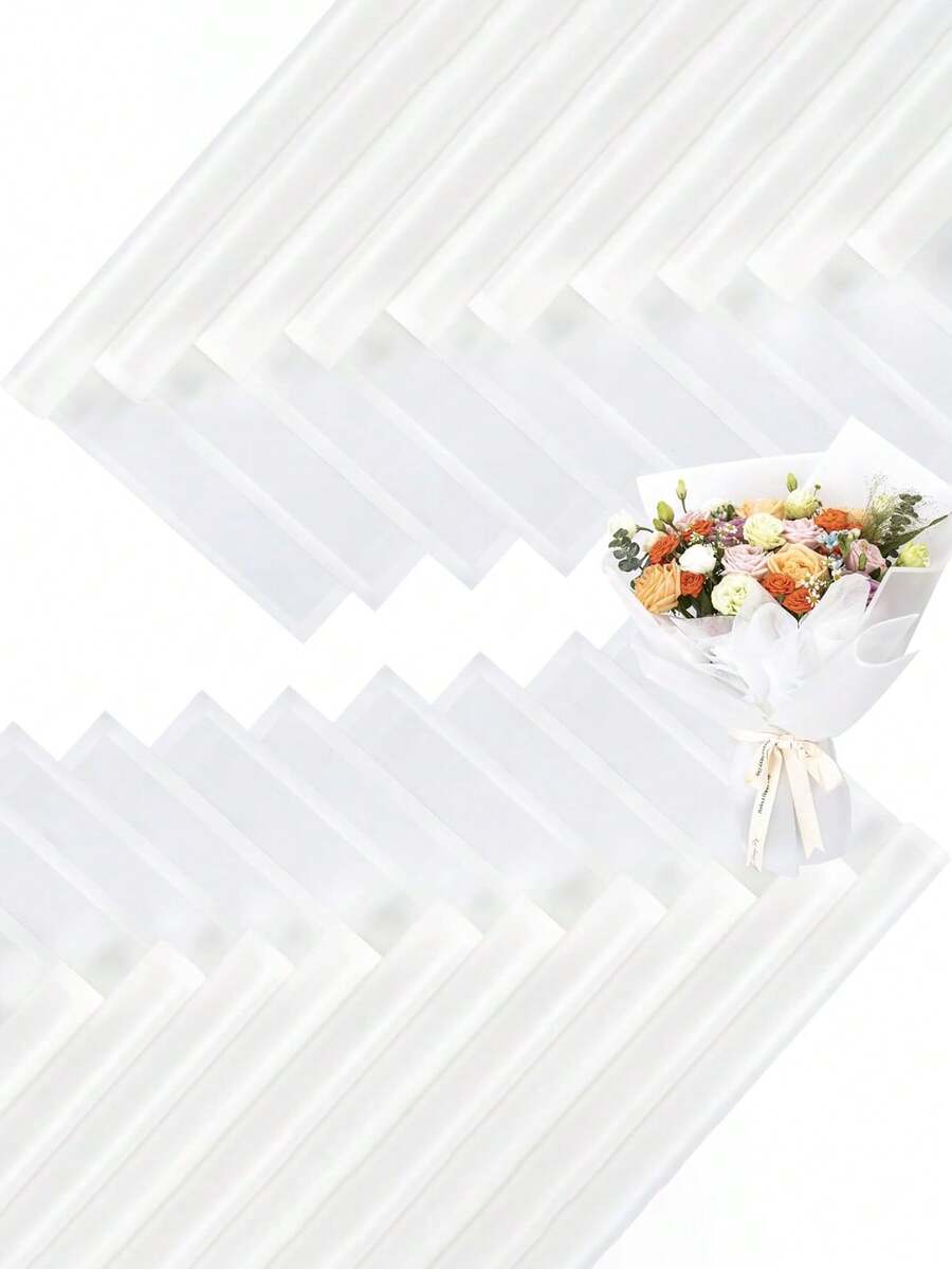 40张韩式花束包装纸，白边，适用于DIY手工、礼品包装、装饰、花艺用品，23英寸 x 23英寸，包装纸，薄纸，花束用品，粉色薄纸，适用于礼品袋和包装，多色礼品包装纸，情人节礼品包装纸，生日艺术纸工艺品，毕业礼品包装纸，母亲节礼品包装纸