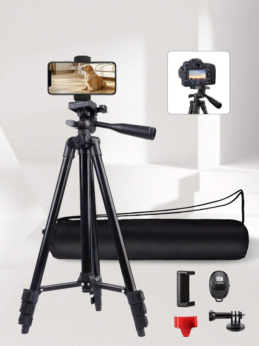 50.3-Inch Universal Camera Tripod, Lightweight Design, Equipped With A 5-Piece Set, Suitable For Various Scenes Such As Holiday Photography, Outdoor Activities, Live Streaming, And Vlog Shooting - Black - View 1