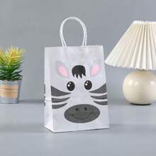 24/1 Set Forest Tiger, Bear, Lion, Leopard Animal Kraft Paper Gift Bags, Birthday Party Favor Bags With Handles