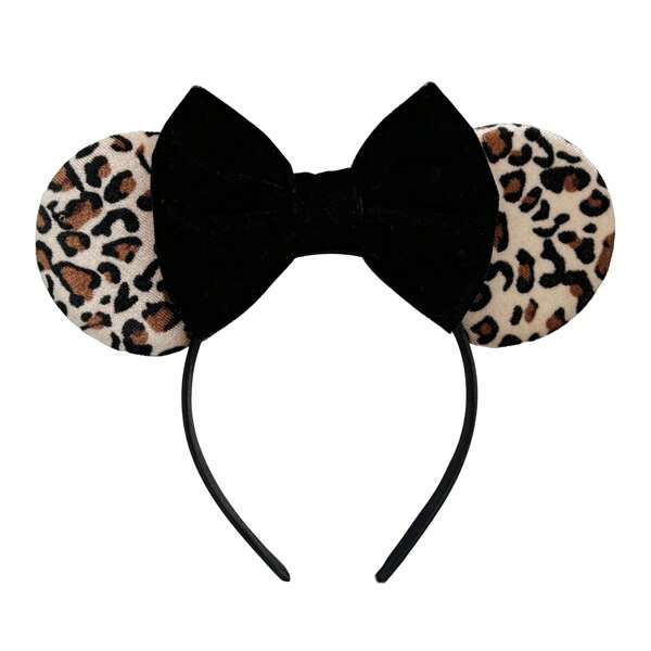 Disney Leopard Print Ear Bow Headband, Plush Leopard 3D Headband Decor, Theme Park Decoration, Party Dress Up Accessory,Hairband,Hair Hoop Headbands