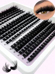 160D/120D/100D Pestañas postizas individuales de efecto 5D, Set de 240 piezas de extensiones de pestañas individuales esponjosas de visón DIY, rizo de 0.07mm, longitudes mixtas de 10-18mm, herramientas de maquillaje, extensiones de pestañas a granel para uso diario y disfraz - D - Ver 3