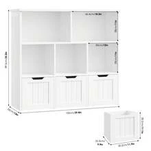 Furchen Toy Storage Furniture, Montessori Shelf, Toy And Book Storage Rack, Toy Storage Box, 3 Drawers With Wheels, 5 Open Compartments, 100x33x89.5 Cm - White - View 7