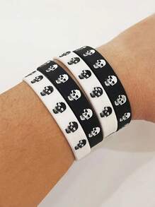 2 piezas Brazalete de pareja de moda creativa con diseño de calavera, estilo deportivo y casual, estilo hip-hop y rock