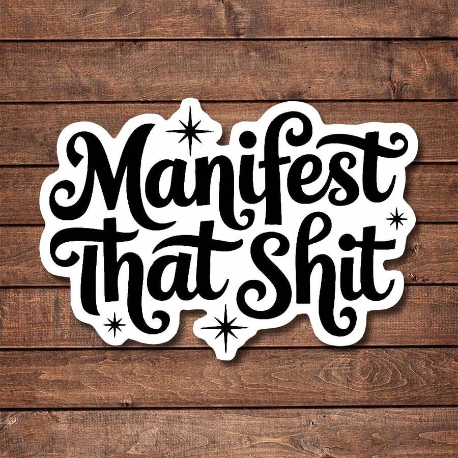 1/2/5pcs Manifest That Vinyl Sticker | Fun And Quirky Vinyl Decal For Planners, Journals, And Laptops | Cute And Mindful Design For Meditation, Wellness Enthusiasts, And Book Lovers | , Artsy, Positive Affirmation Sticker ﻿ - Multicolor - View 1