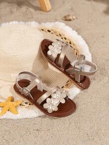 Fashionable Children Sweet Bow Comfortable Flat Sandals, Suitable For Vacation - Gold - View 2