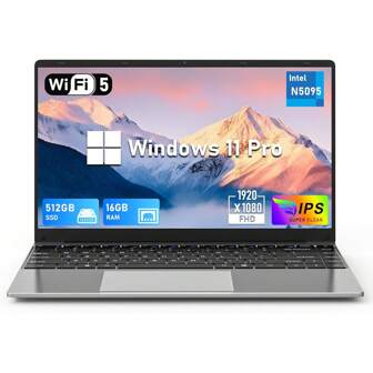 全新 15.6 英寸 Windows 11 Pro 笔记本电脑配备 16GB RAM 和可选的 128GB 256GB 512GB 1TB 固态硬盘、N5095 2.9GHz IPS 显示屏、双频 WiFi、BT5.0 轻薄超薄笔记本电脑，适合工作、学校学生使用