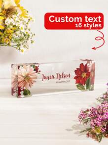 Custom Acrylic Desk Name Plaque - Perfect Employee Appreciation Gift For Boss, Colleague, Teacher Daily Office Essentials, Flower Design, Marble Design, Teacher's Day Gift, Floral