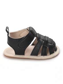 Newborn Infant Summer Sandals, Rubber Soft Sole Anti-Slip Breathable Shoes - Black - View 7