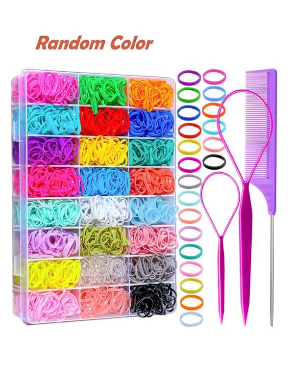 1003 piezas Gomas de pelo elásticas de colores aleatorios, 24 colores, gomas pequeñas de goma para el cabello suaves, set de accesorios para el cabello para niña, bebé, niños, niños pequeños