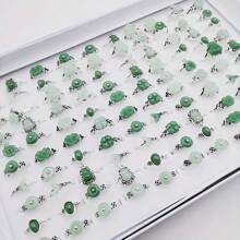10pcs/Pack Vintage Faux Stone Encrusted Zinc Alloy Ring Set, Elegant Luxurious Assorted Styles Unisex Finger Rings For Party, Wedding, Everyday Wear, Fashion Jewelry Gift, Random Styles Shipped