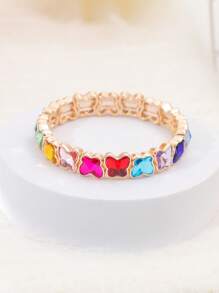 1 pieza Pulsera ajustable chapada en oro de 14K con decoración de mariposa danzante elegante, de moda y versátil