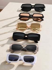 6 pares de gafas cuadradas de moda y elegantes en negro y blanco para adolescentes - adecuadas como accesorios para viajar en familia y actividades al aire libre - Multicolor - Ver 2