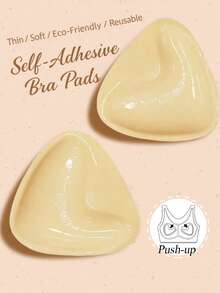 1 Pair Of Double Sided Self-Adhesive Bra Pads, Chest Pads Adhesive Pads, Reusable Padding Pads, Bra Bikini Invisible Thickened Chest Pads Waterproof For Swimming - View 2